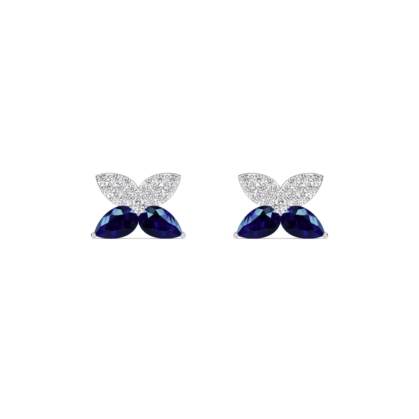 Blue Sapphire Diamond Butterfly Stud Earrings