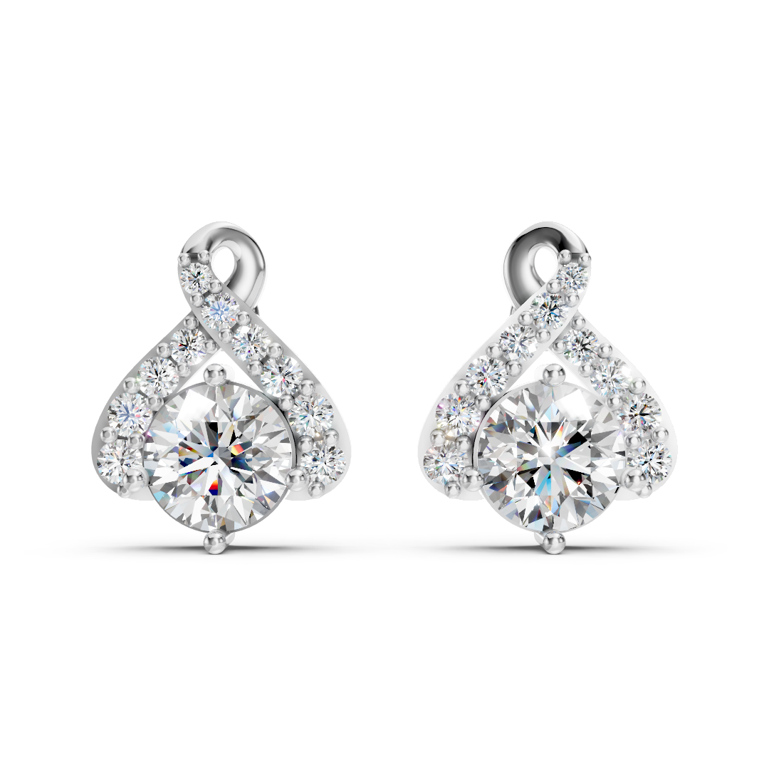925 Silver Diamond Pear Stud Earrings