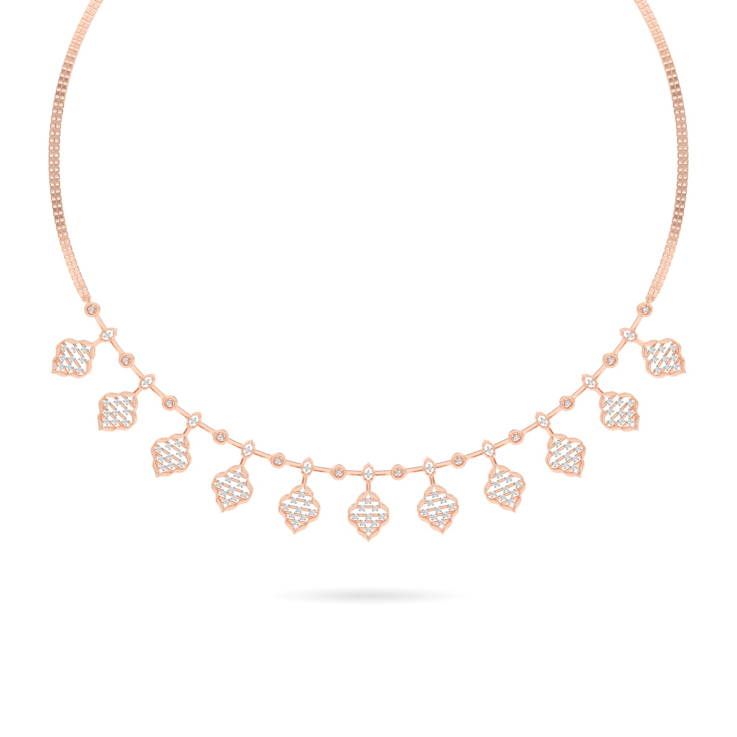 Rose Gold Geometric Diamond Drop Necklace