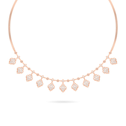 Rose Gold Geometric Diamond Drop Necklace