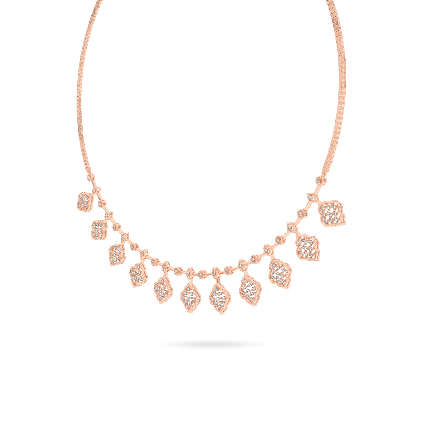 Rose Gold Geometric Diamond Drop Necklace