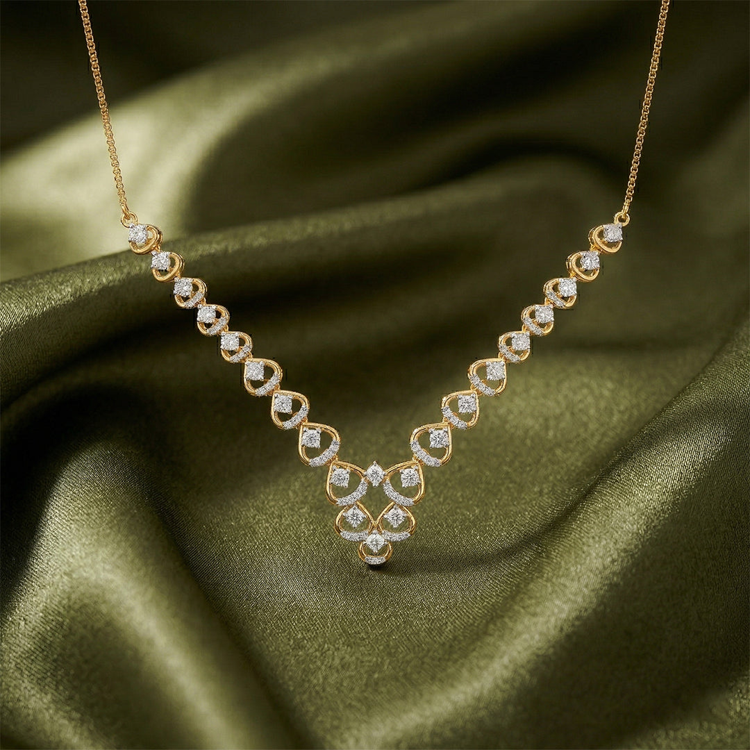 18K Gold Open Heart Diamond Necklace