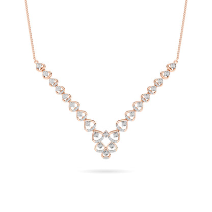 Rose Gold Heart Diamond Cascade Necklace