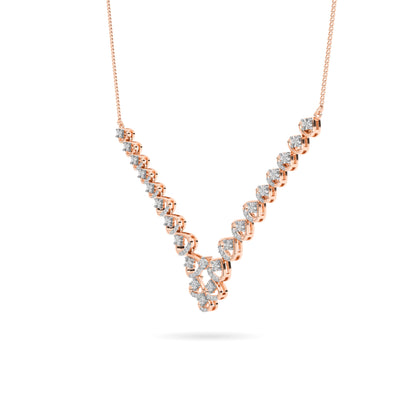 Rose Gold Heart Diamond Cascade Necklace