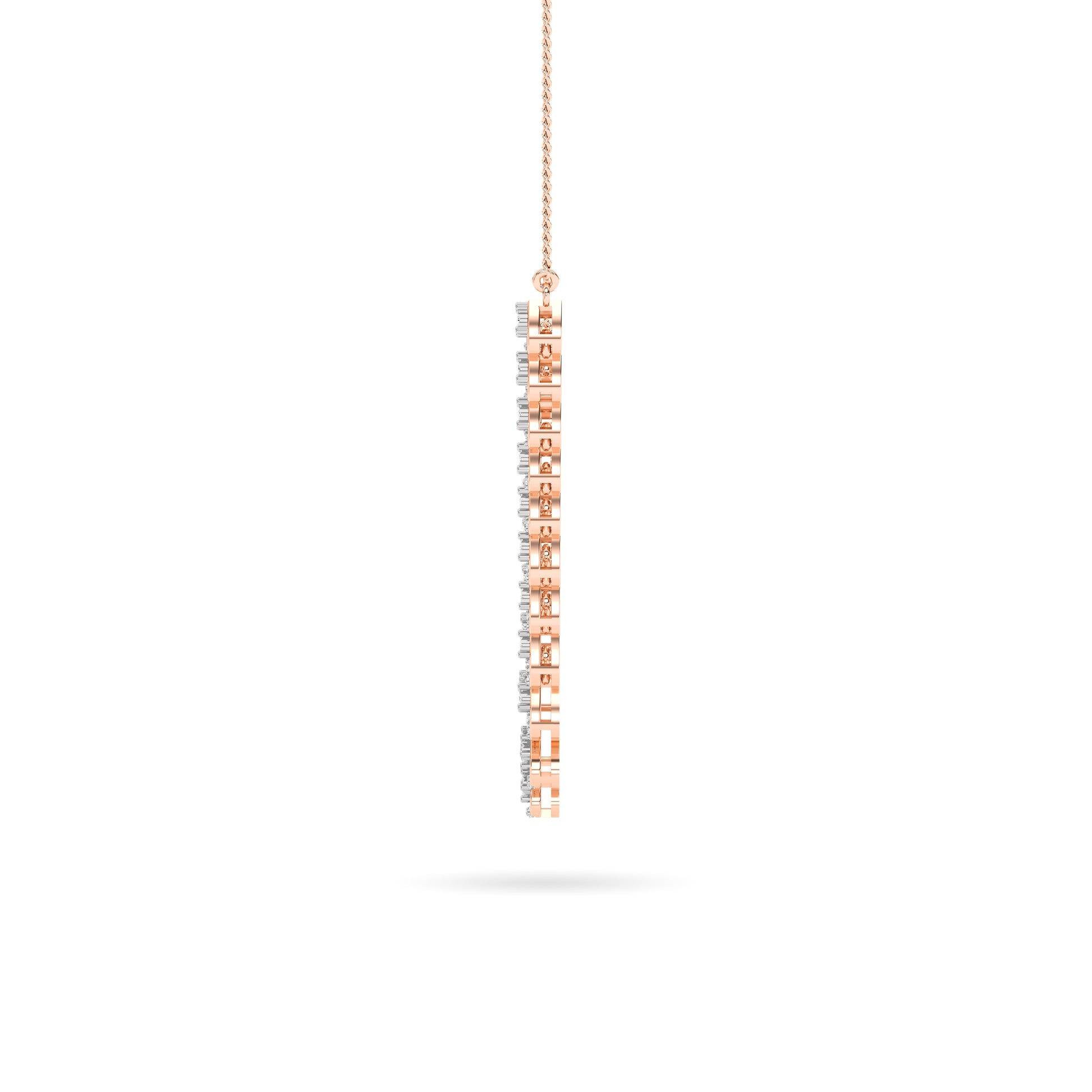 Rose Gold Heart Diamond Cascade Necklace