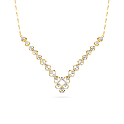Yellow Gold Heart Diamond Cascade Necklace