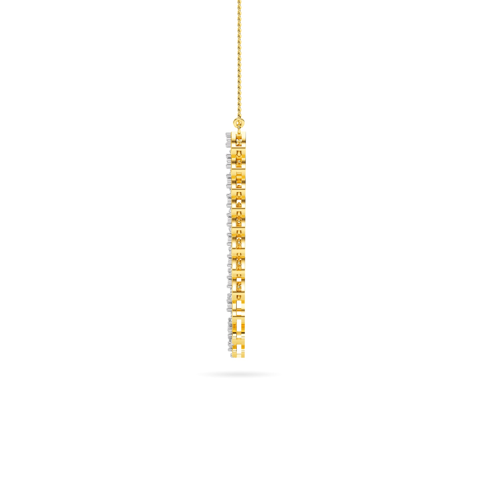 Yellow Gold Heart Diamond Cascade Necklace