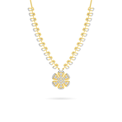 Floral Vine Diamond Long Necklace 14K Yellow Gold