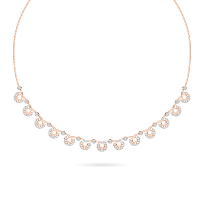 Rose Gold Scalloped Diamond Fan Necklace