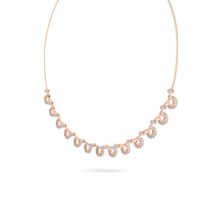 Rose Gold Scalloped Diamond Fan Necklace