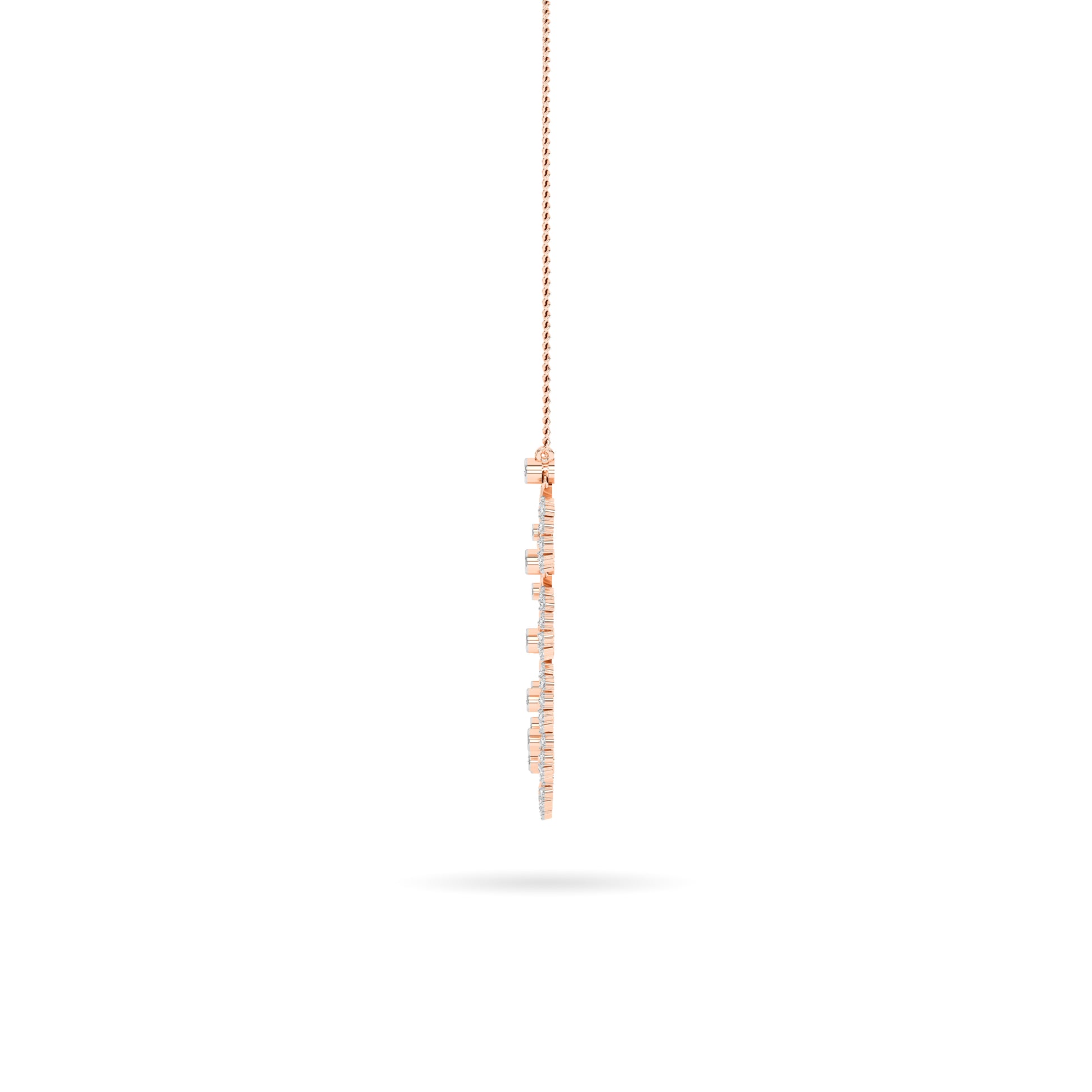Rose Gold Scalloped Diamond Fan Necklace