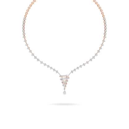 Rose Gold Baguette Diamond Cascade Necklace