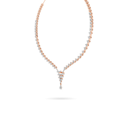 Rose Gold Baguette Diamond Cascade Necklace