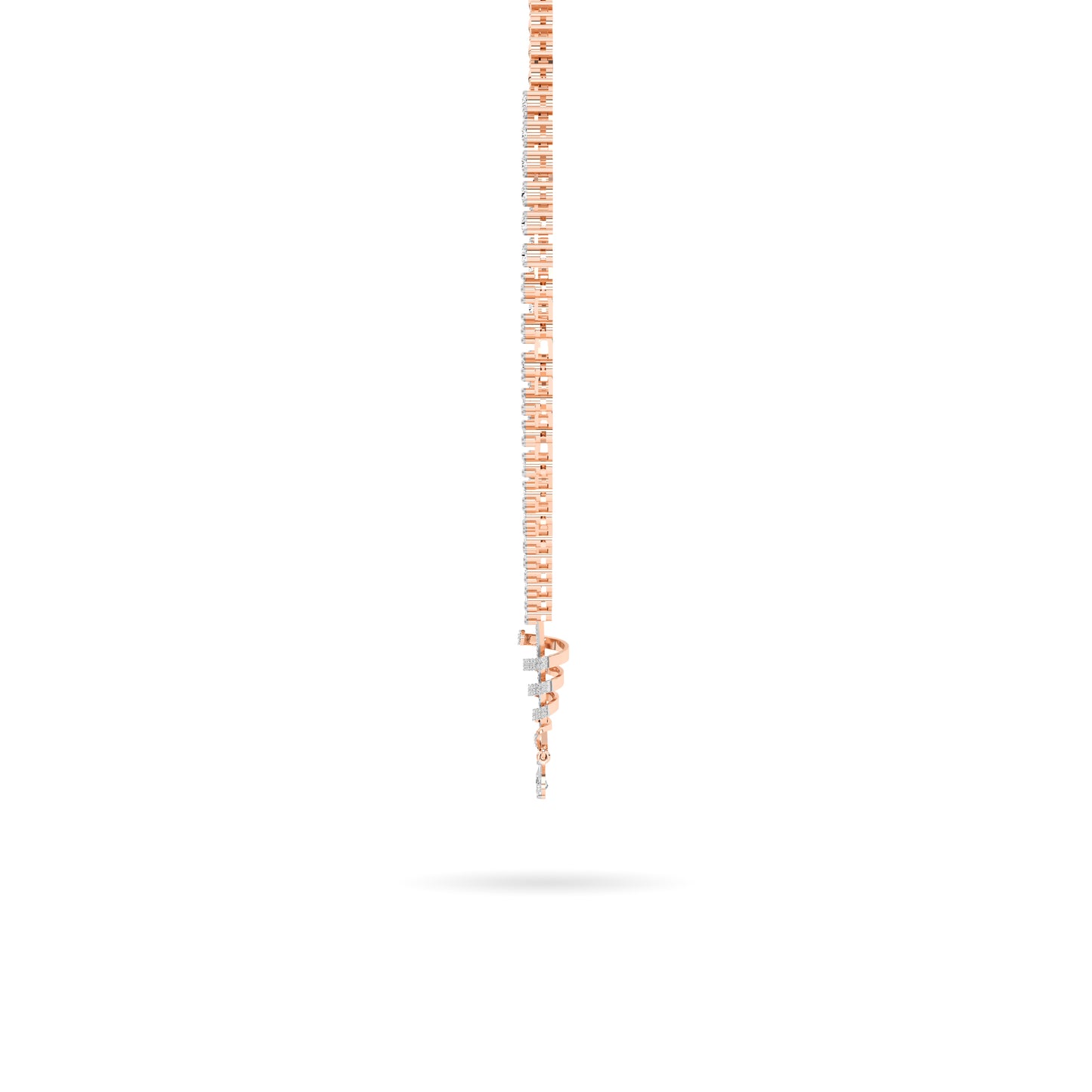 Rose Gold Baguette Diamond Cascade Necklace