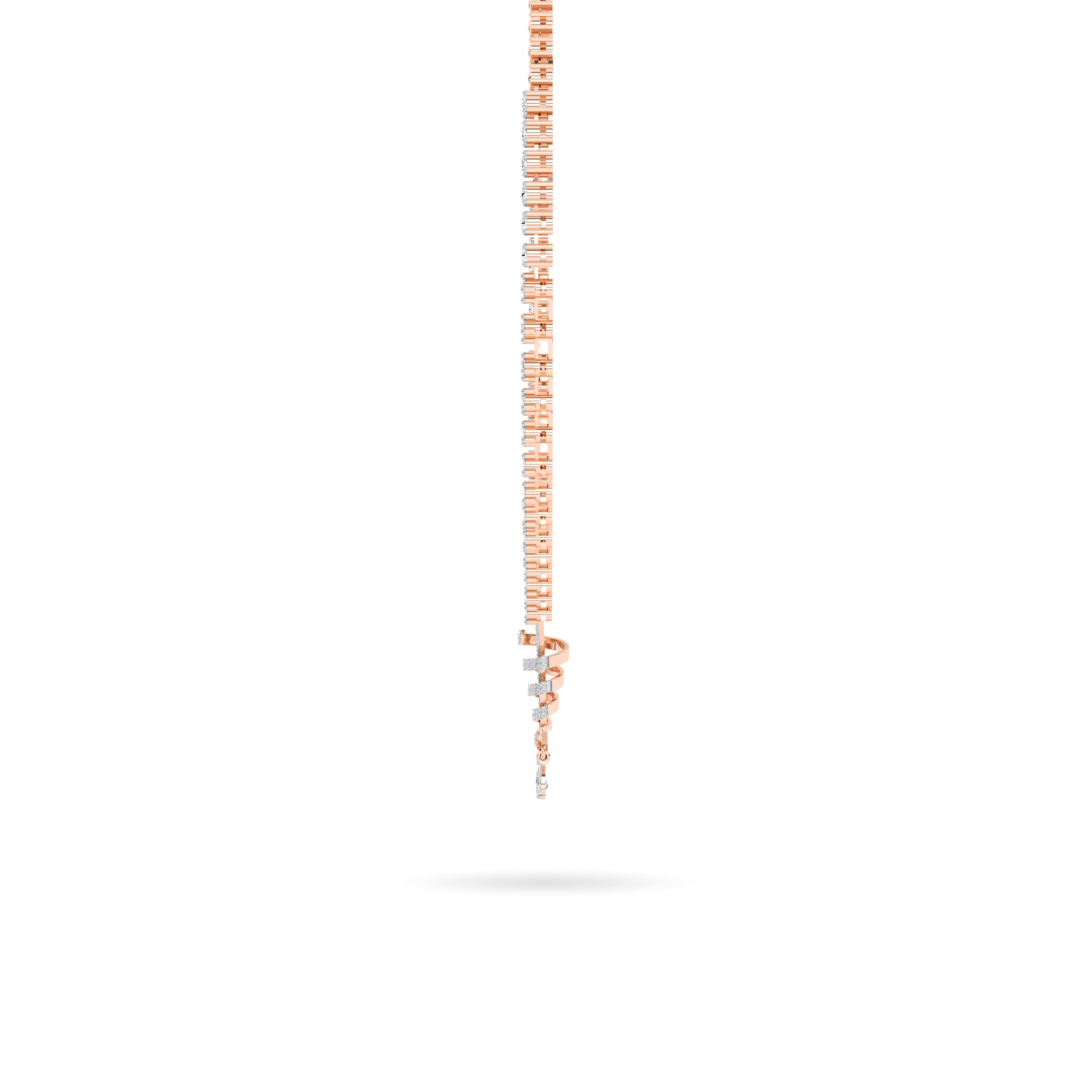 Rose Gold Baguette Diamond Cascade Necklace