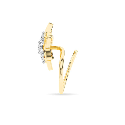 Yellow Gold Star Flower Cluster Diamond Ring