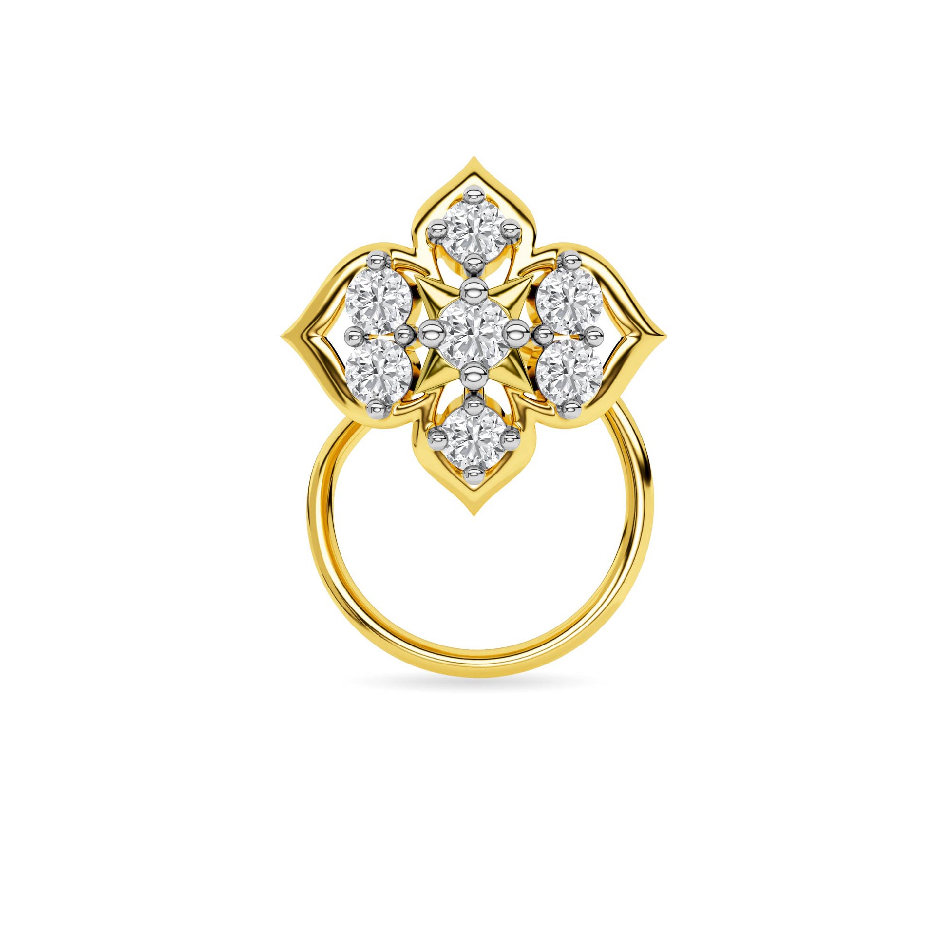 Yellow Gold Bloom Diamond Nose Pin