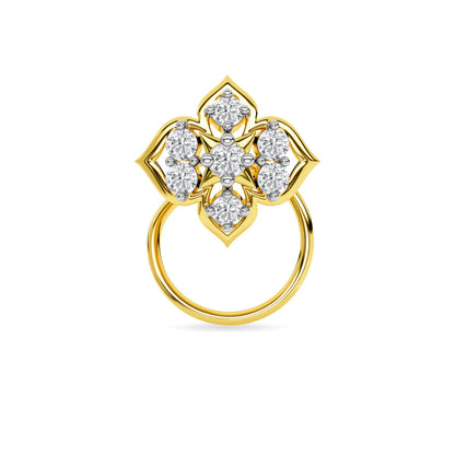Yellow Gold Bloom Diamond Nose Pin