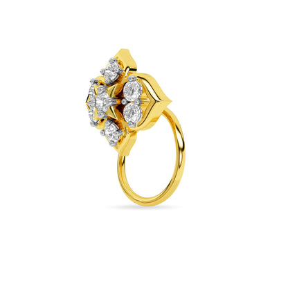 Yellow Gold Bloom Diamond Nose Pin