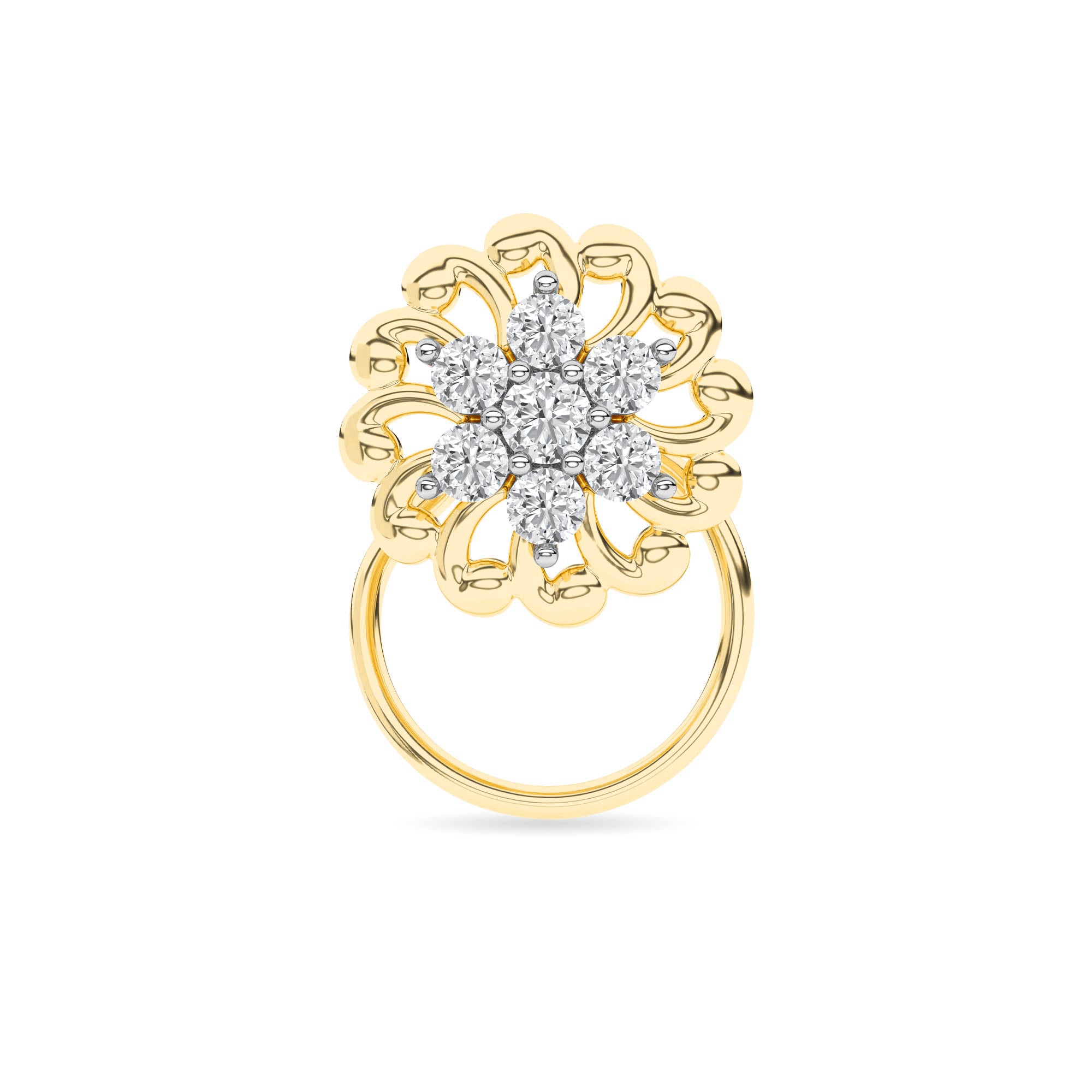 Yellow Gold Bloom Cluster Diamond Ring