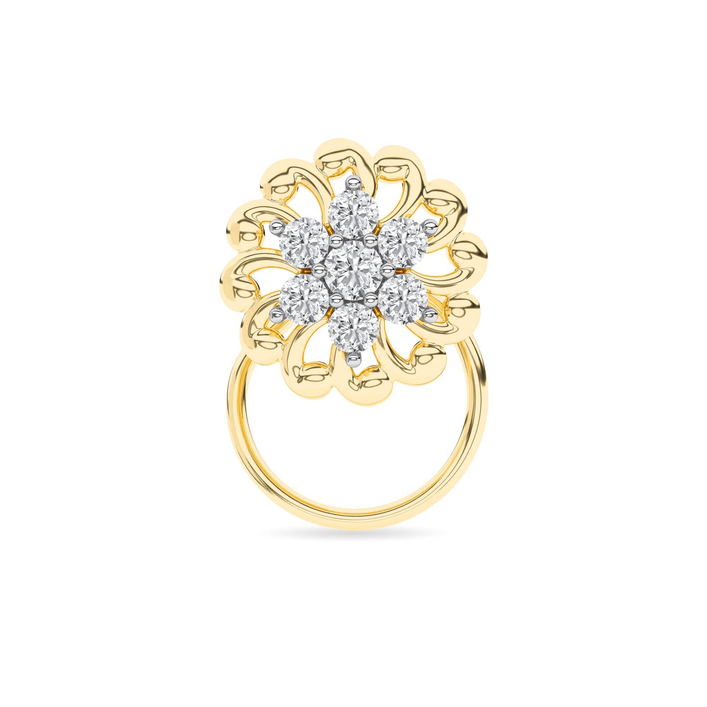 Yellow Gold Bloom Cluster Diamond Ring