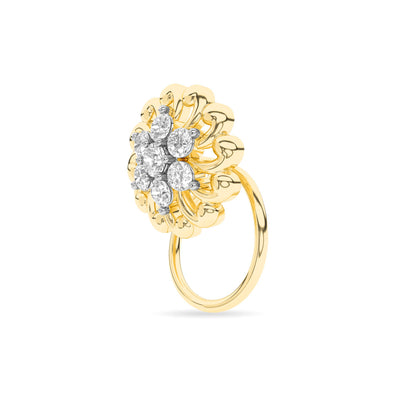 Yellow Gold Bloom Cluster Diamond Ring