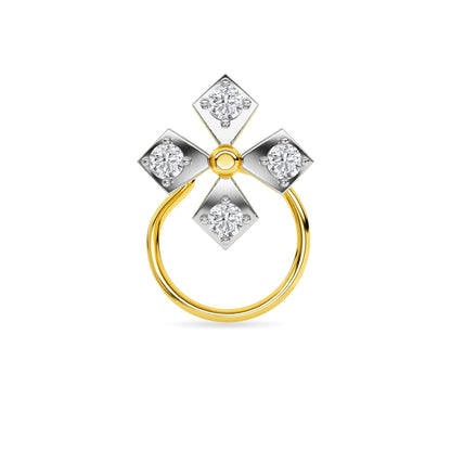 Yellow Gold Cross Diamond Nose Pin