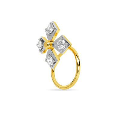 Yellow Gold Cross Diamond Nose Pin