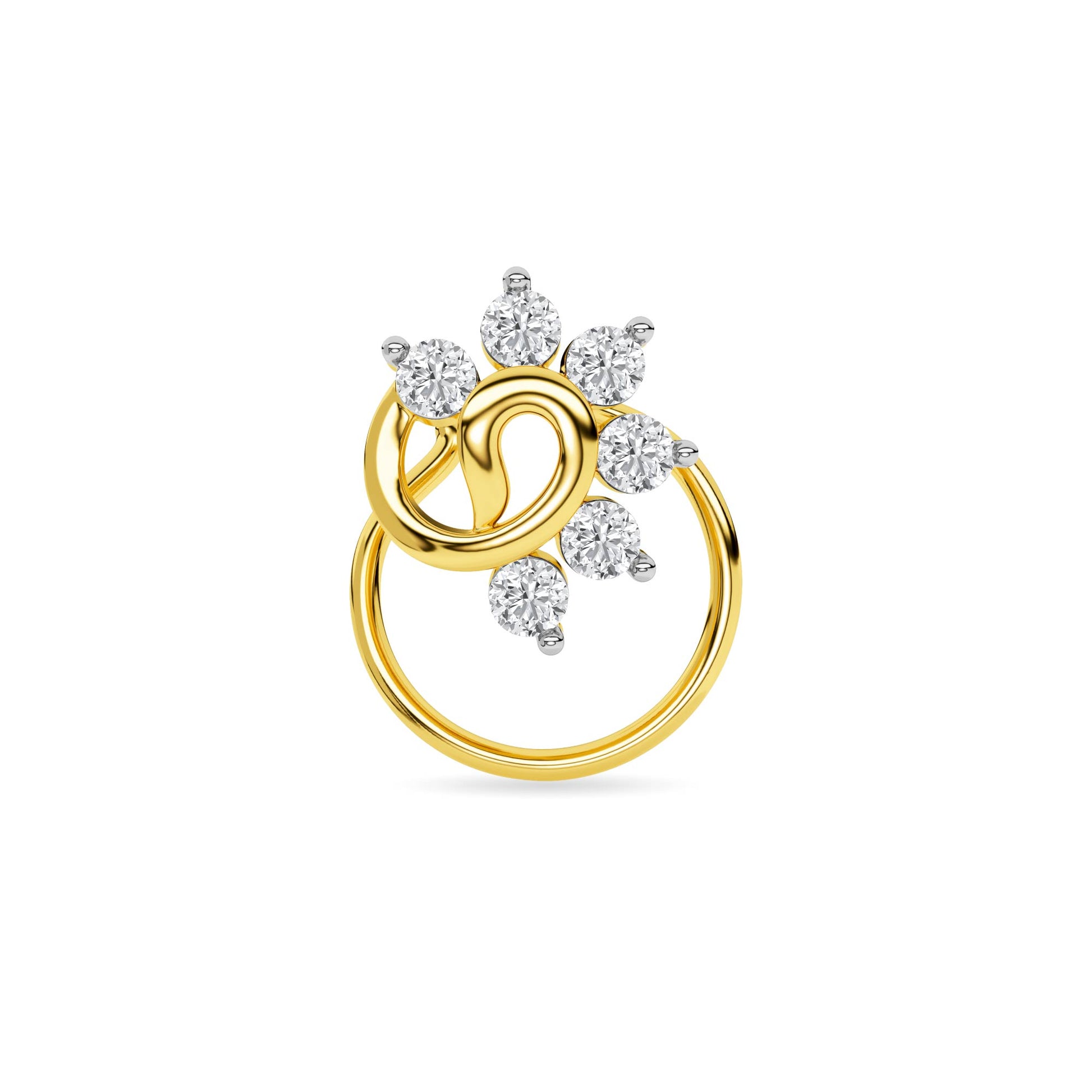 Delicate Diamond Cluster Yellow Gold Nose Pin