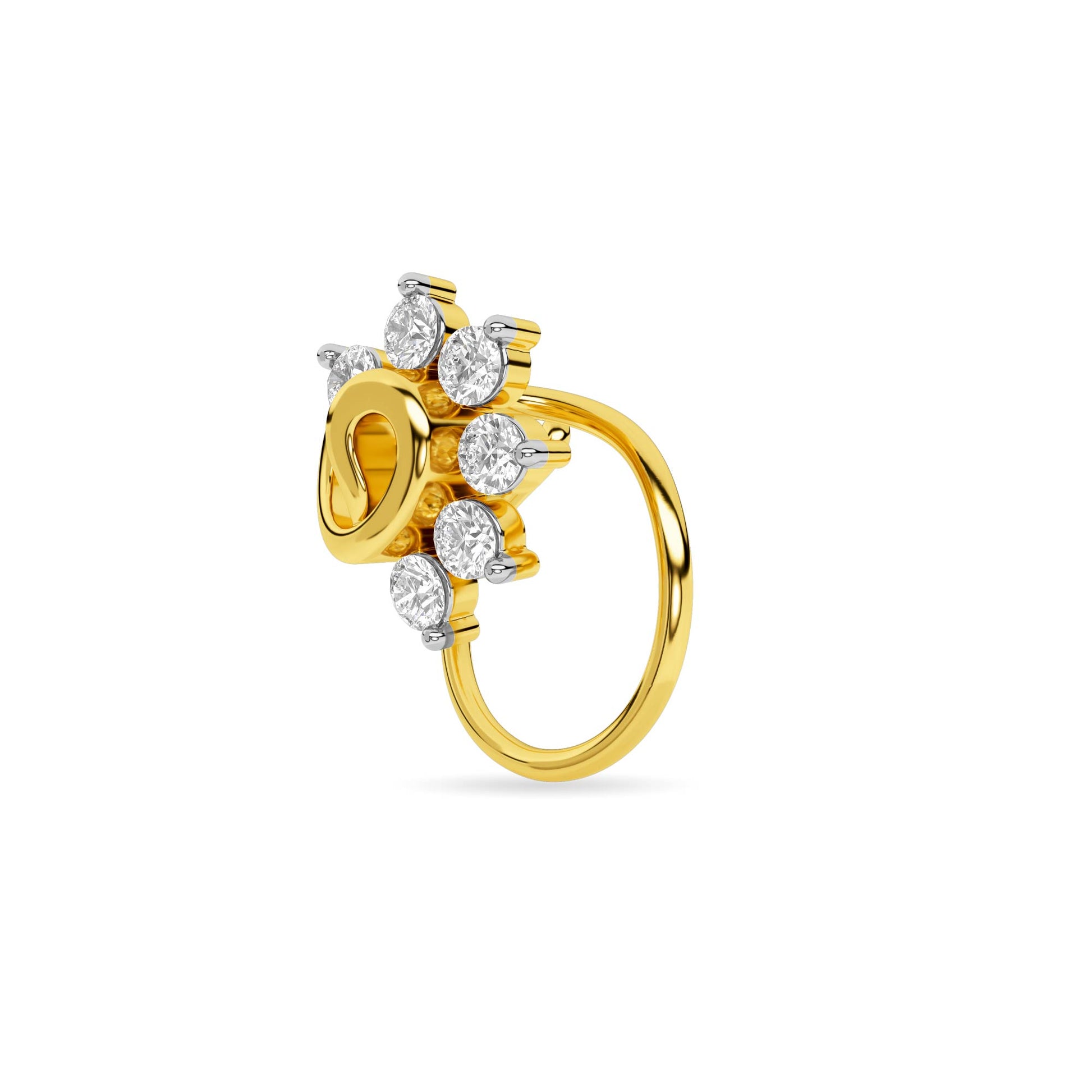 Delicate Diamond Cluster Yellow Gold Nose Pin