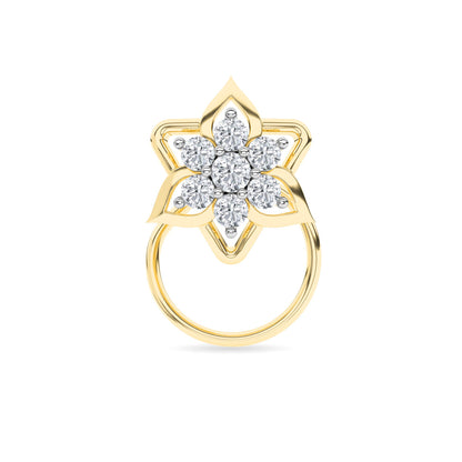 Yellow Gold Star Petal Cluster Diamond Ring