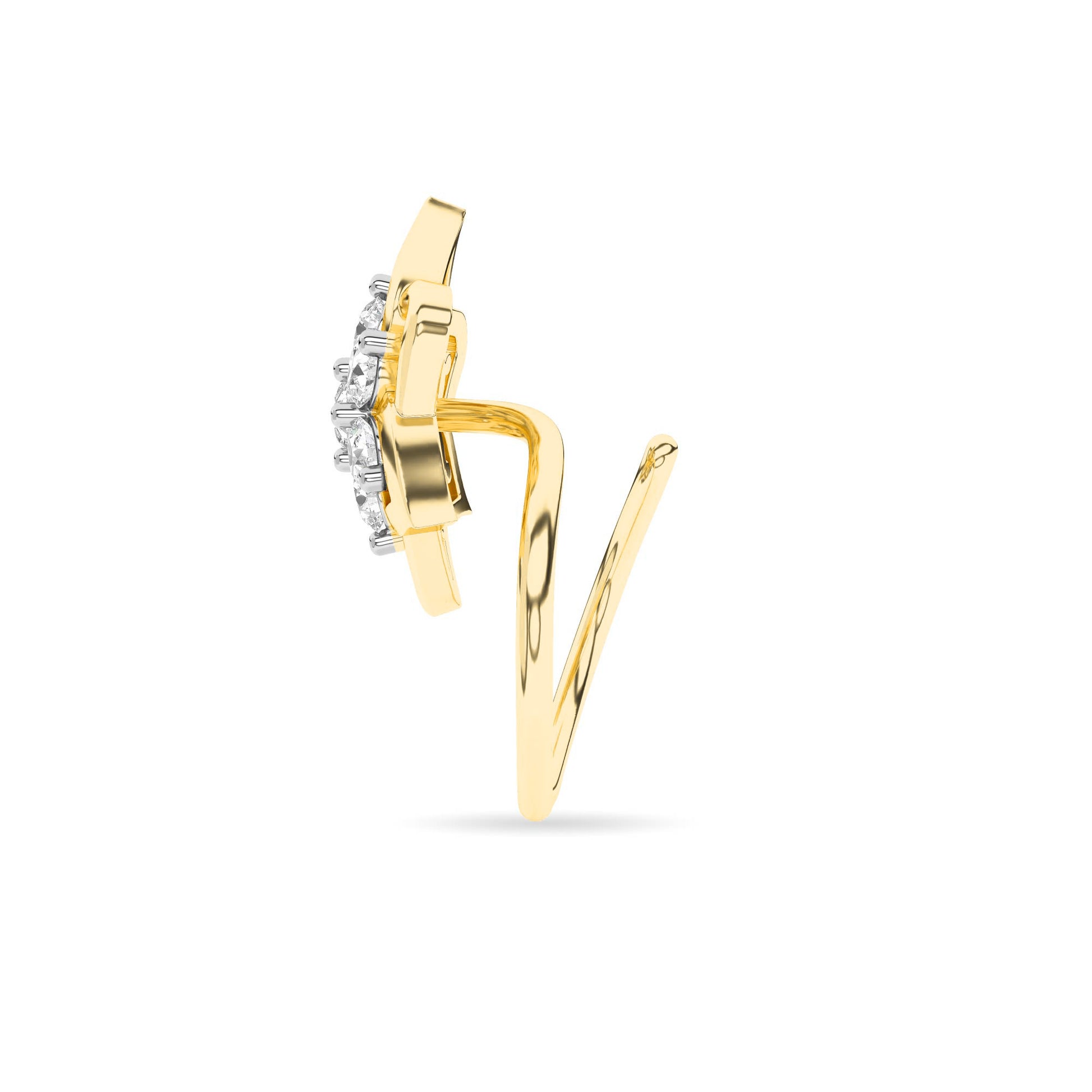 Yellow Gold Star Petal Cluster Diamond Ring
