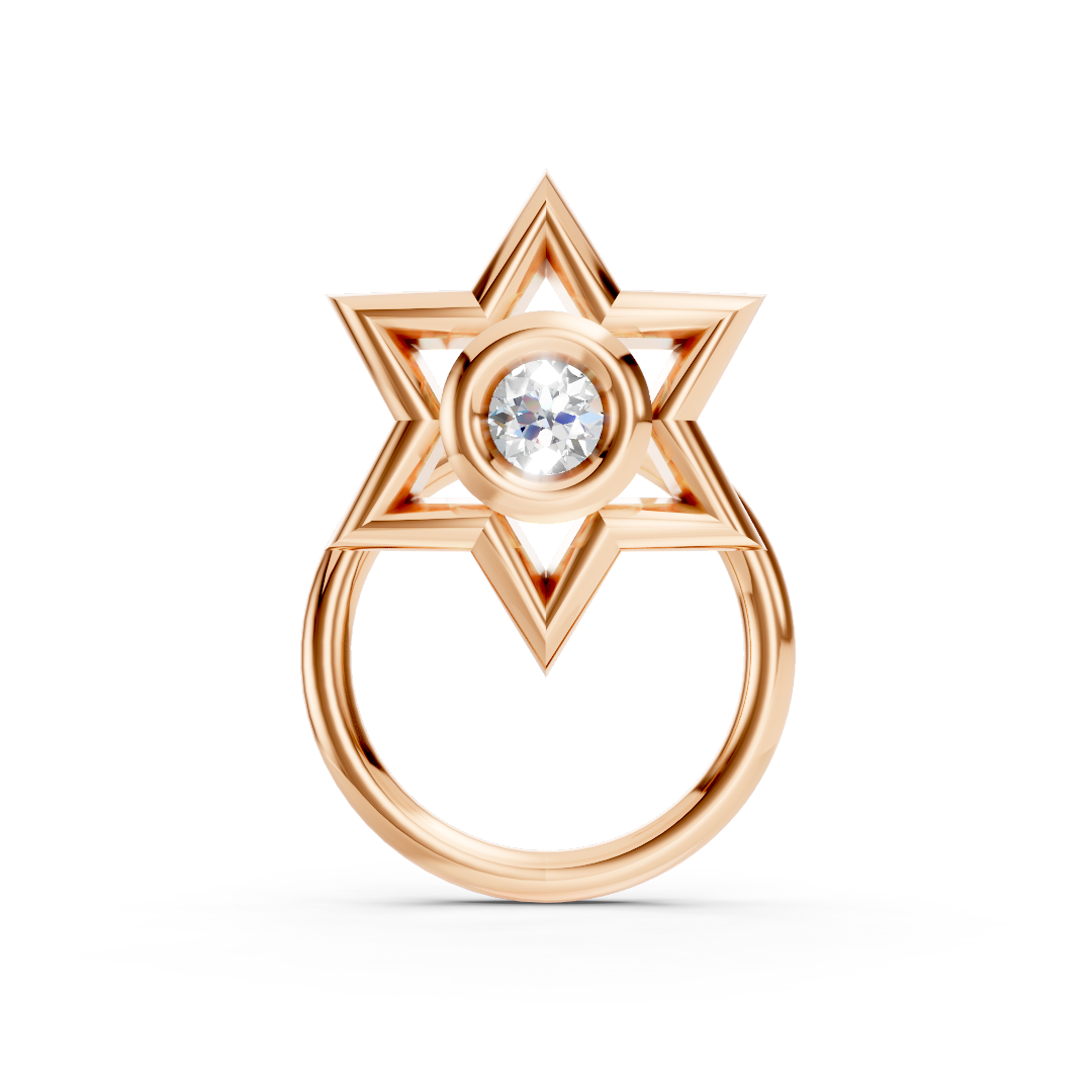 18K Rose Gold Geometric Diamond Nose Pin