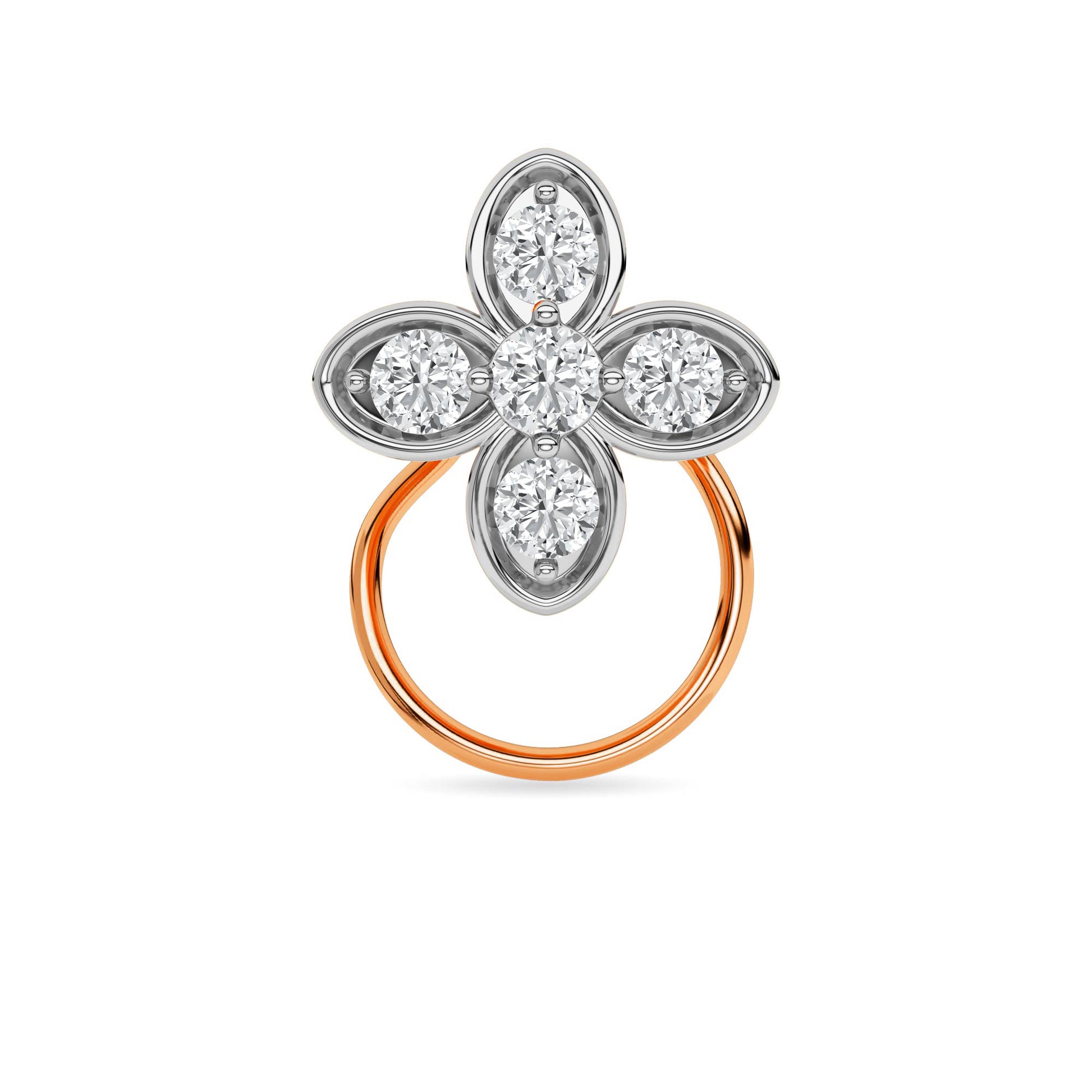 Floral Diamond Four-Petal Nose Pin