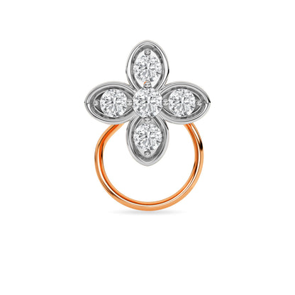 Floral Diamond Four-Petal Nose Pin