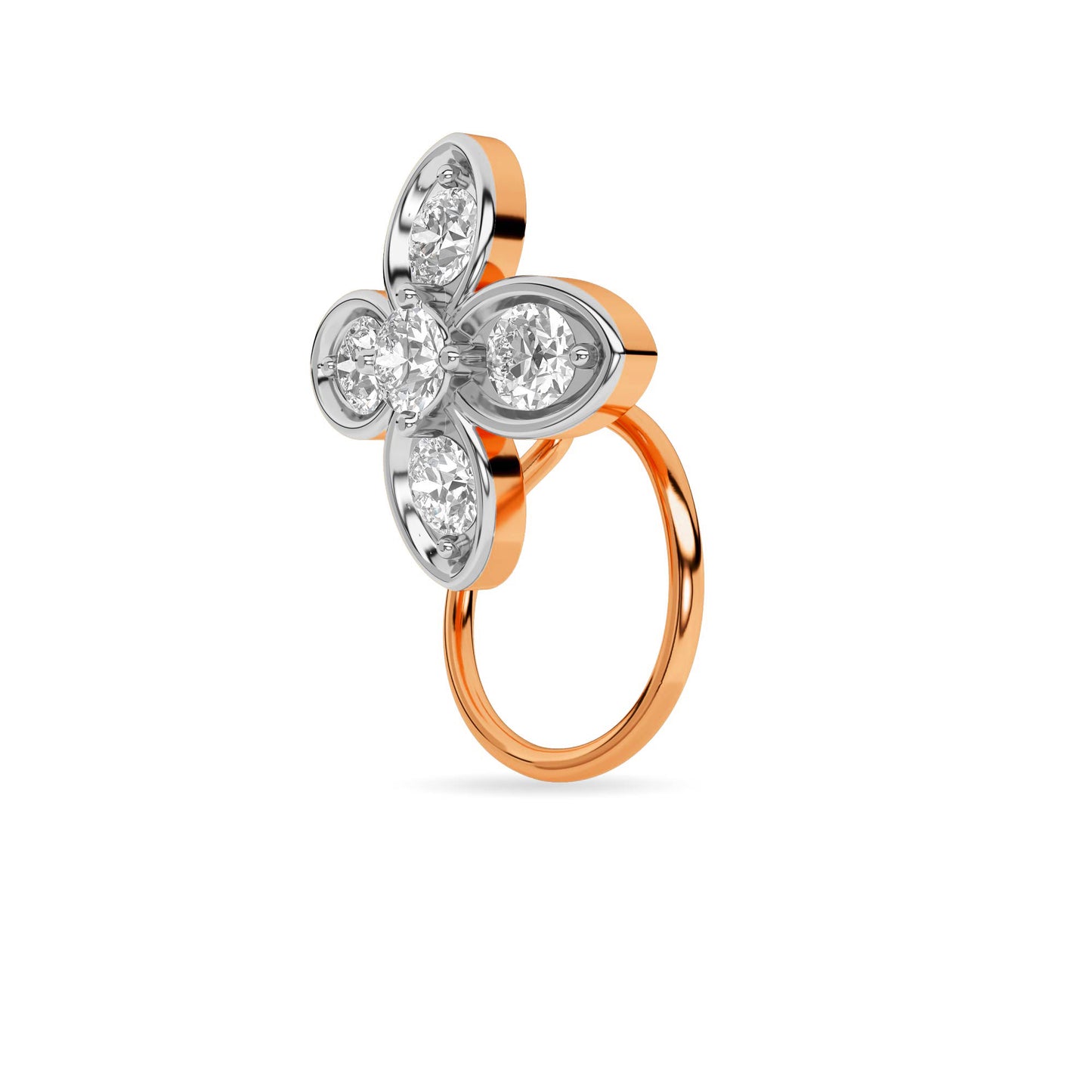 Floral Diamond Four-Petal Nose Pin