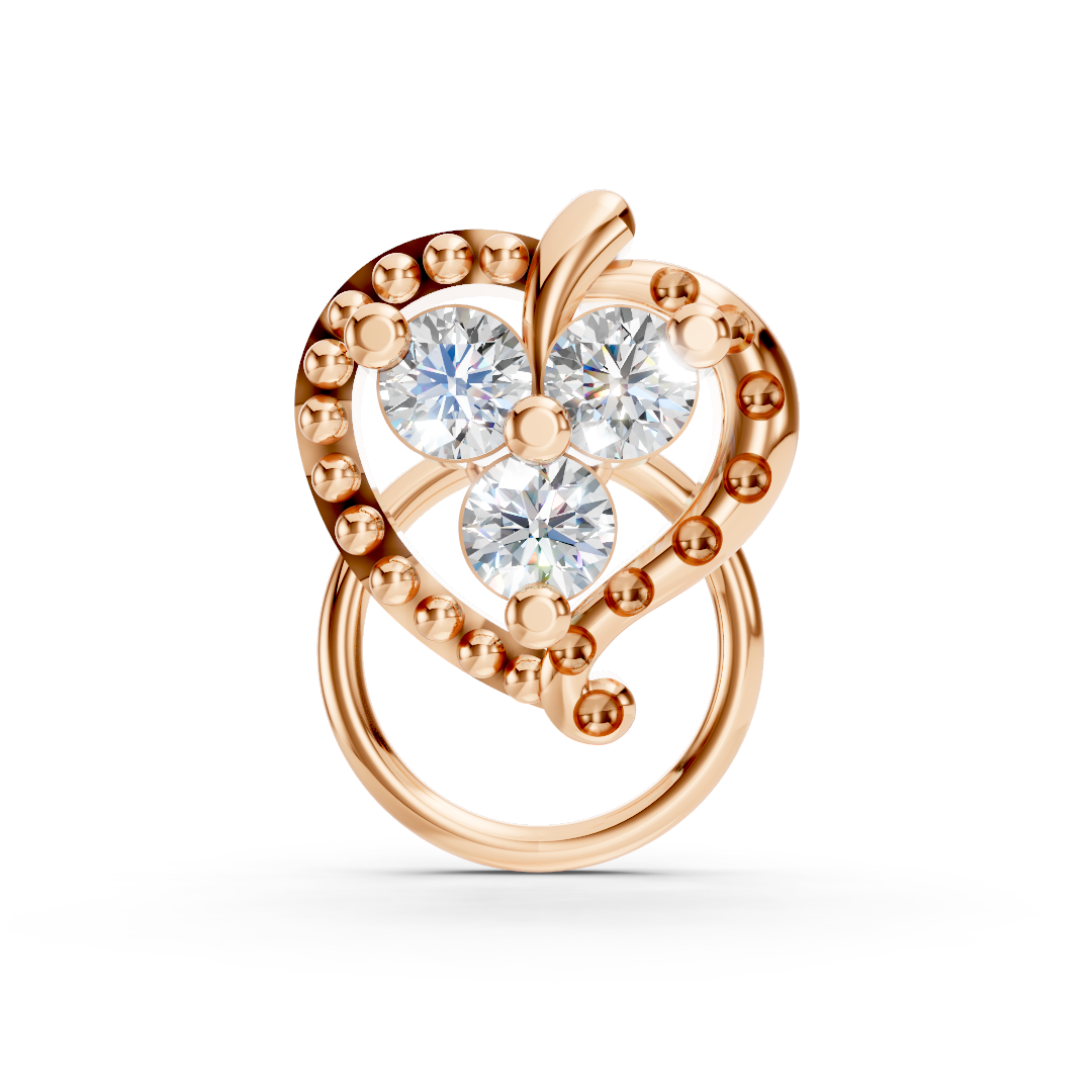 18K Rose Gold Flower Diamond Nose Pin