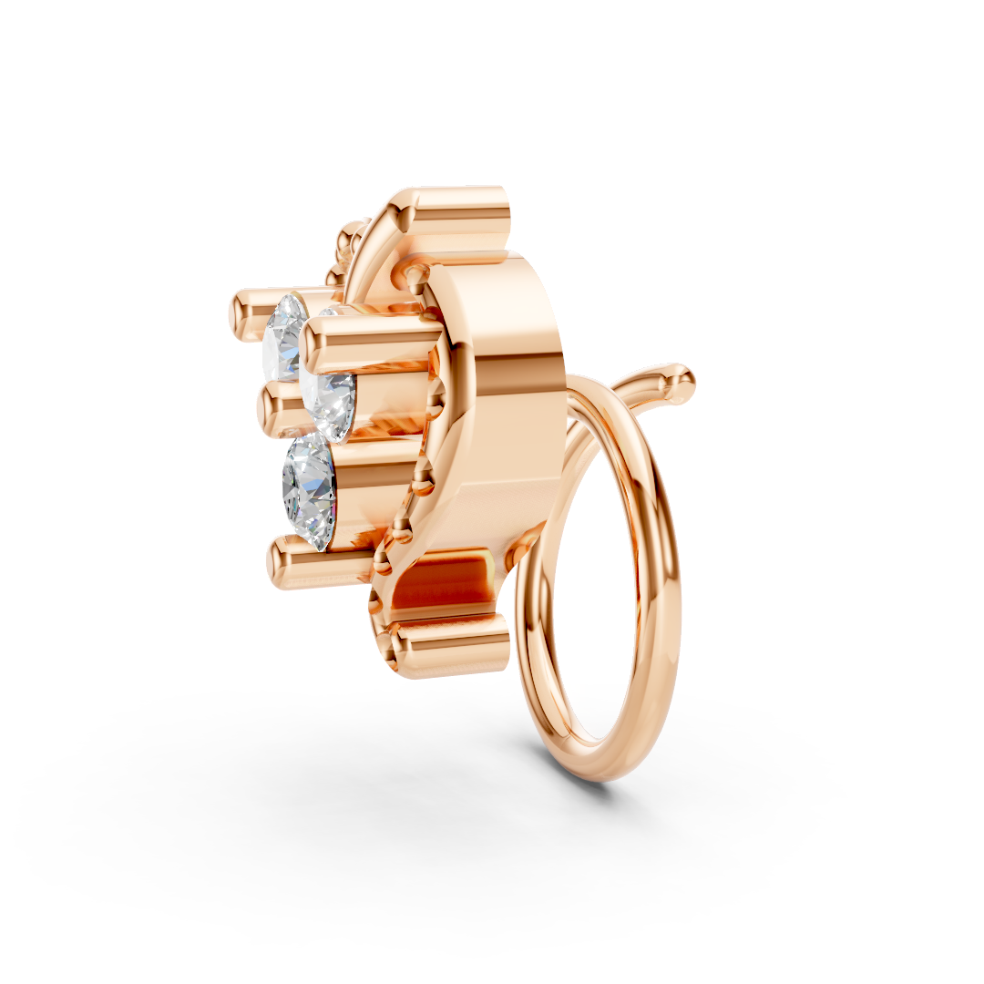 Rose Gold Starburst Diamond Nose Pin