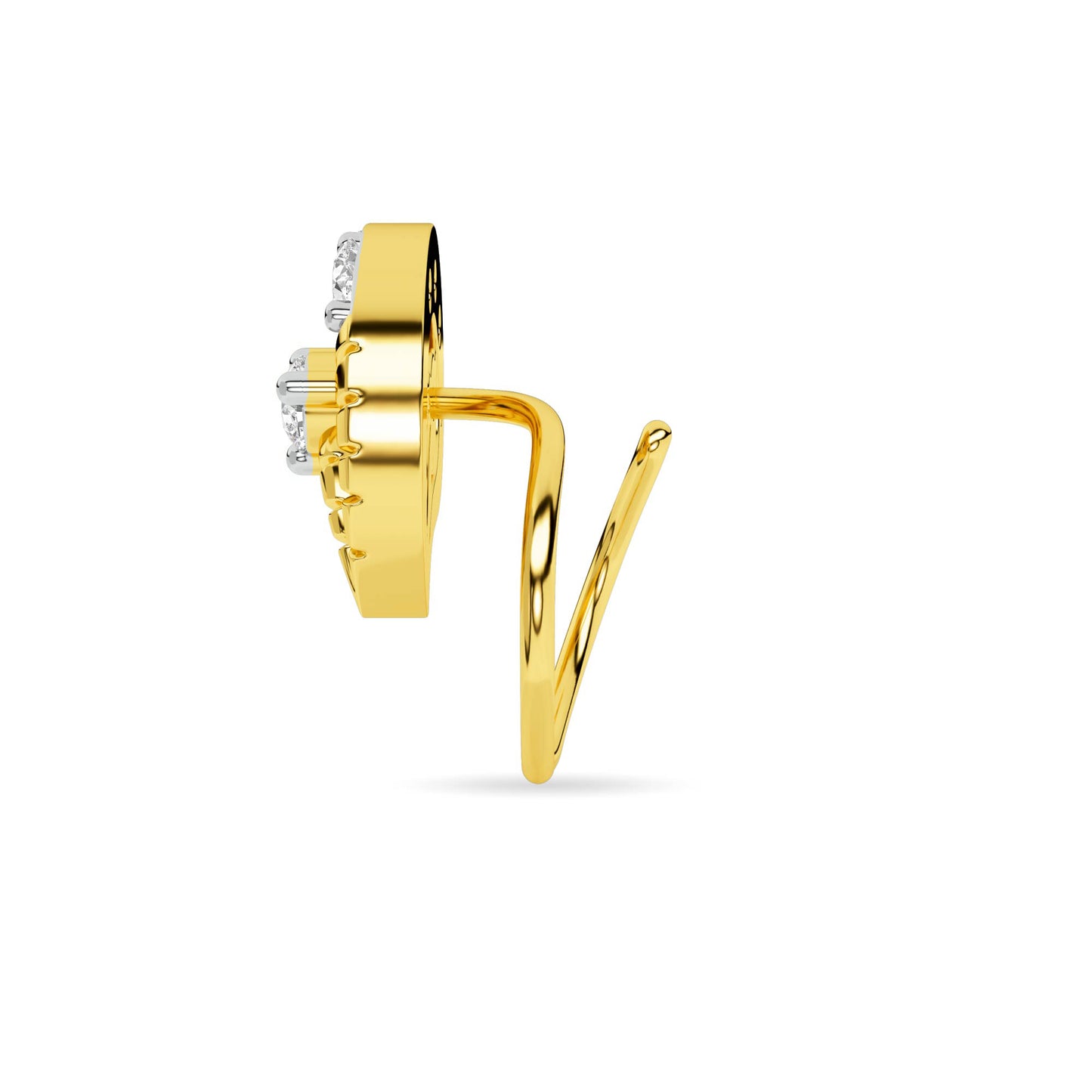 Two-Tone Gold Diamond Cluster Crescent Nose Pin