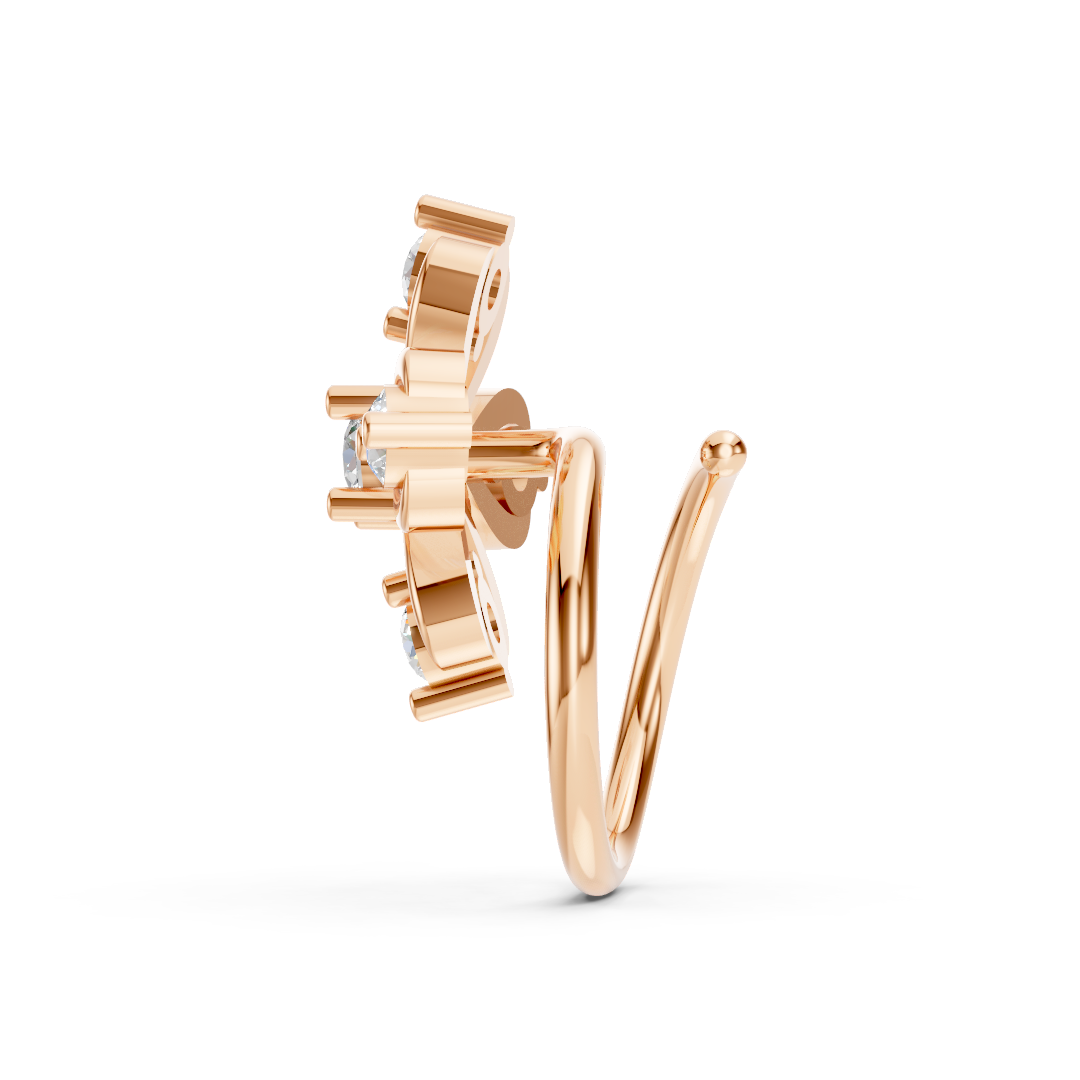 Rose Gold Cross Diamond Nose Pin