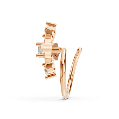 Rose Gold Cross Diamond Nose Pin