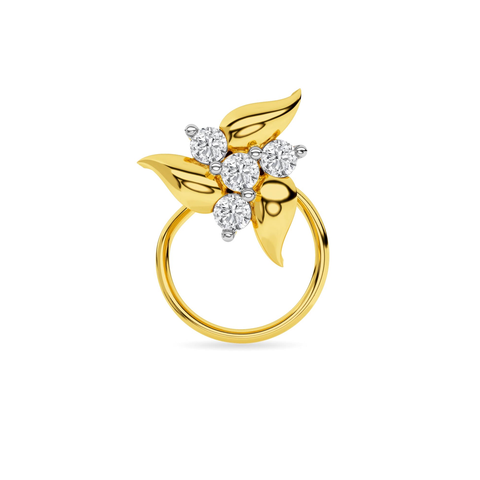 Yellow Gold Wing Diamond Nose Pin