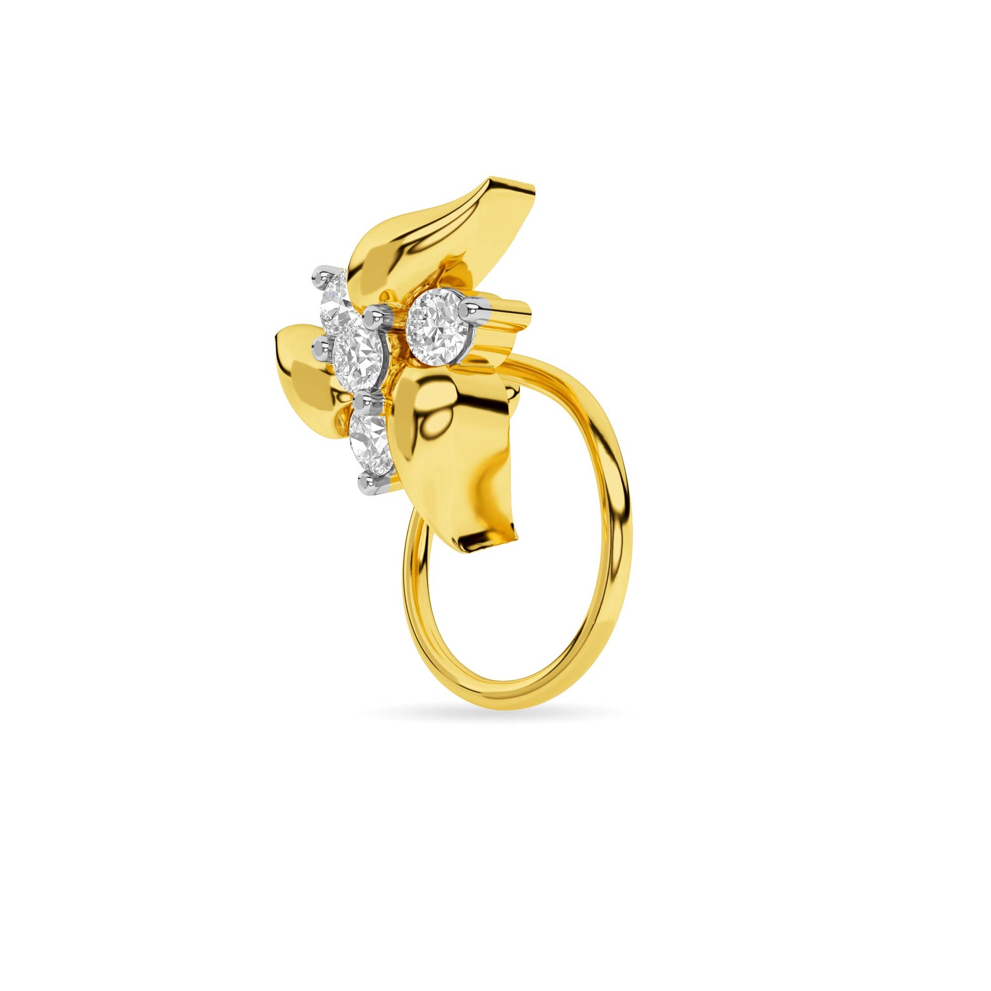 Yellow Gold Wing Diamond Nose Pin
