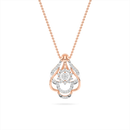 Rose Gold Diamond Floral Lattice Pendant Necklace