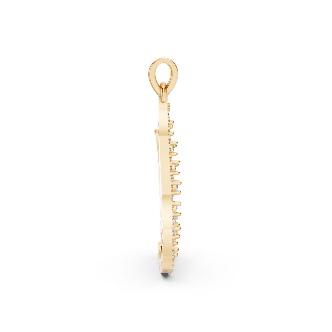 Yellow Gold Peacock Fan Diamond Spray Pendant