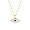 Yellow Gold Blue Sapphire Evil Eye Diamond Pendant
