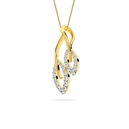 Yellow Gold Double Leaf Diamond Pendant