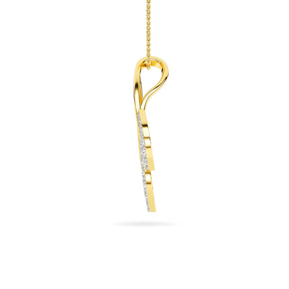 Yellow Gold Double Leaf Diamond Pendant