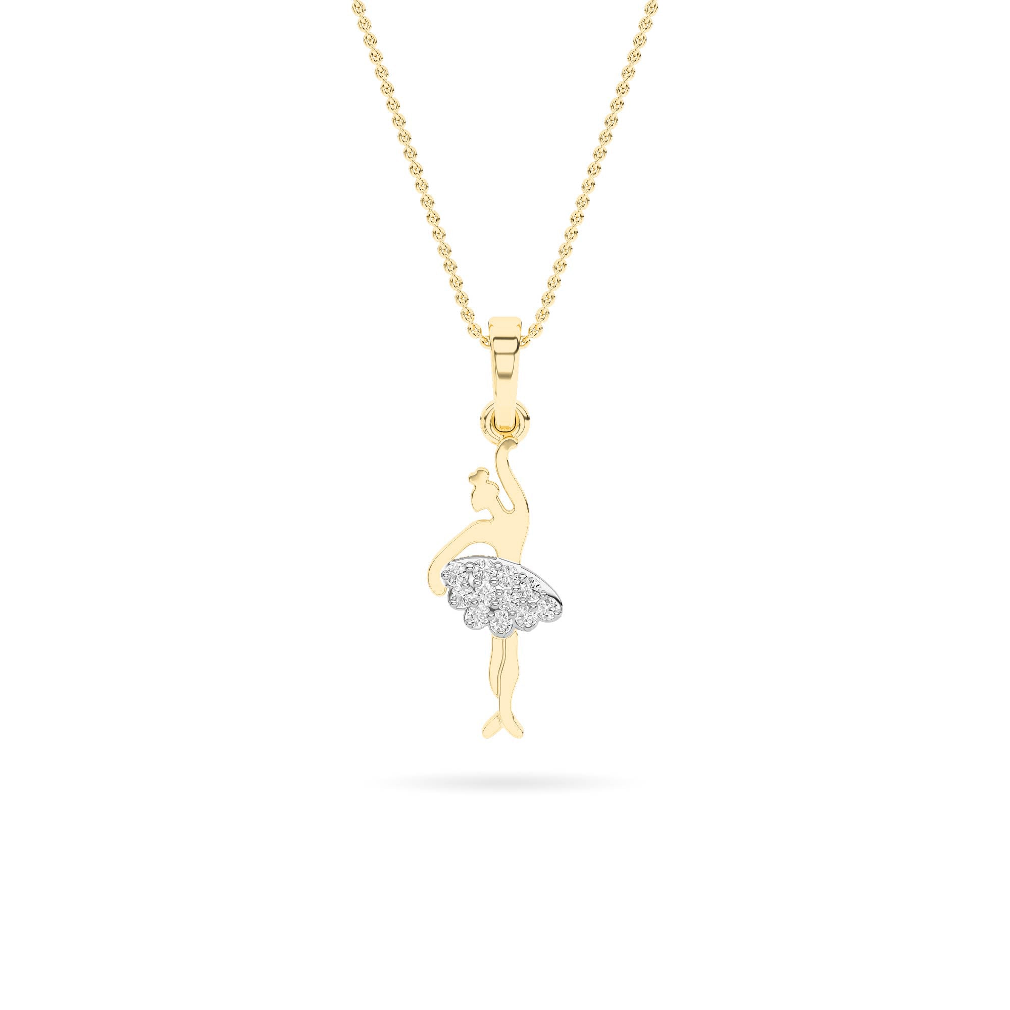 Yellow Gold Ballerina Cluster Diamond Pendant