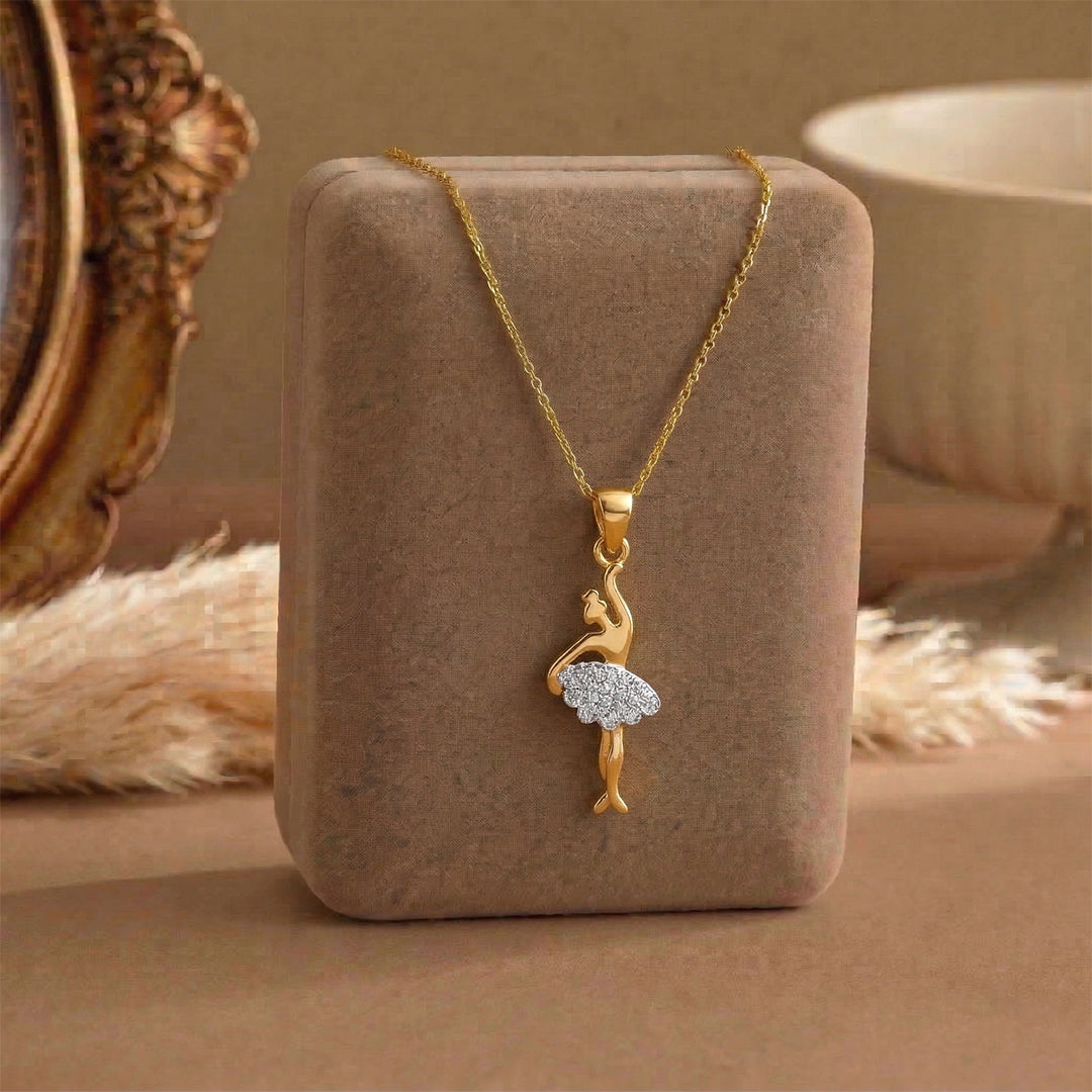 Yellow Gold Ballerina Cluster Diamond Pendant